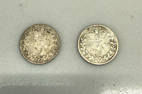 1863 1873 silber three pence - 1863,