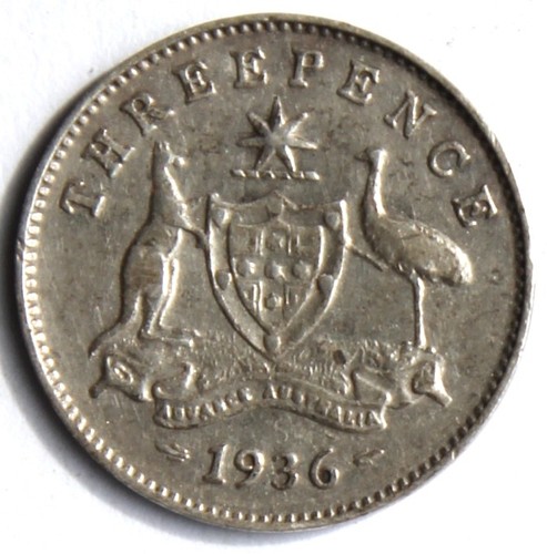 Australien pence 1936 - 3, silber